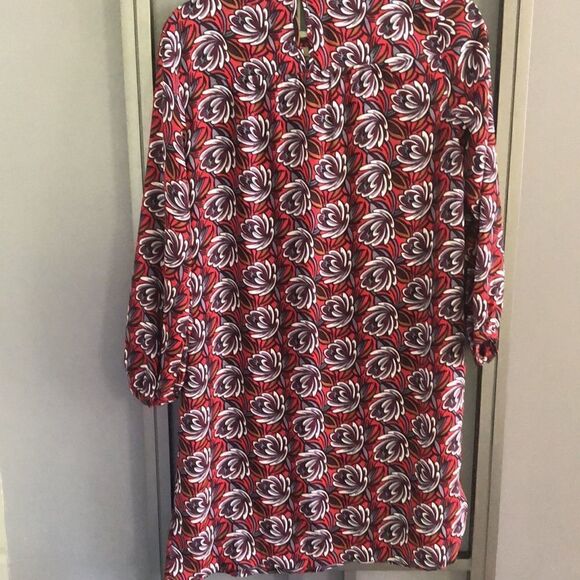 LOFT Long sleeve red floral print shift dress. Size XS - Picture 7 of 7